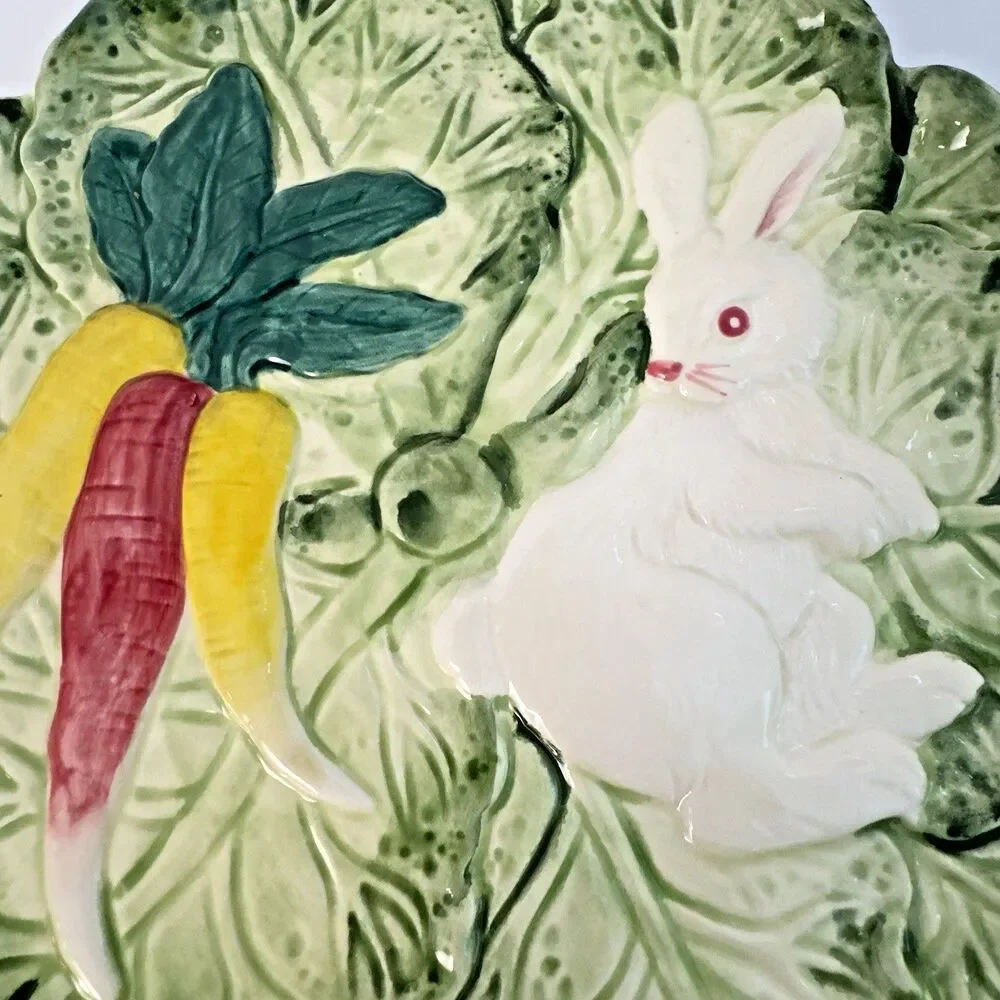 Bunny Lane Hand Painted Easter Dish Set Rabbit Spring Carrot Collect Fun‎ Rare